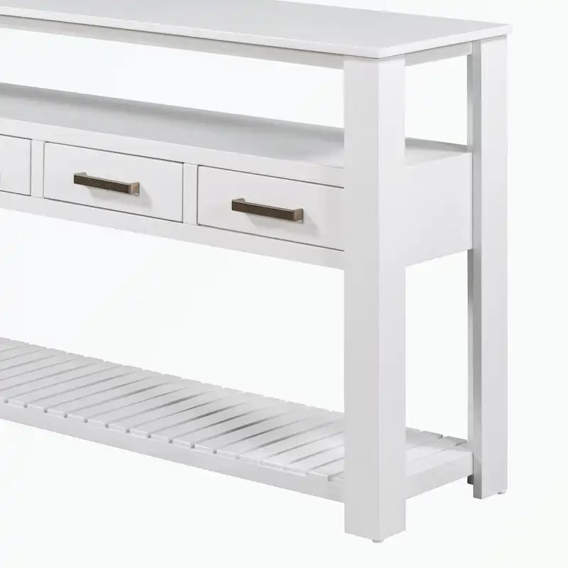 Console en MDF et pin avec 4 tiroirs et 2 étagères, noir/blanc/bleu marine, style classique