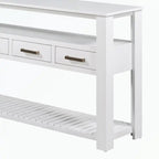 Console en MDF et pin avec 4 tiroirs et 2 étagères, noir/blanc/bleu marine, style classique