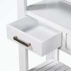 Console en MDF et pin avec 4 tiroirs et 2 étagères, noir/blanc/bleu marine, style classique