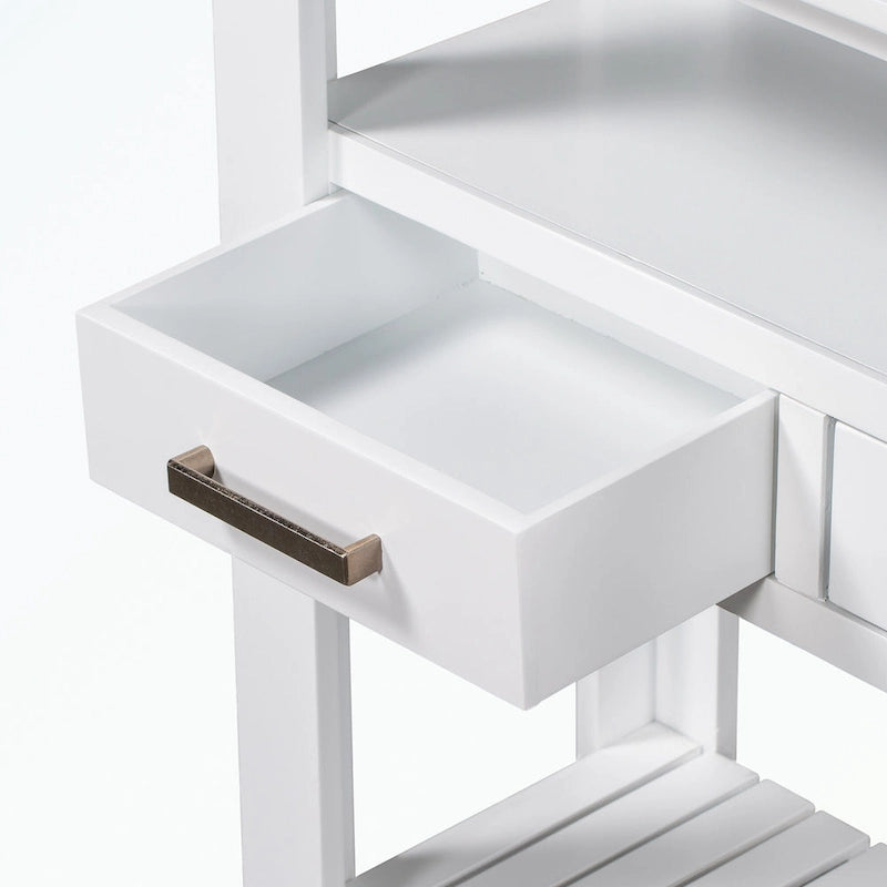Console en MDF et pin avec 4 tiroirs et 2 étagères, noir/blanc/bleu marine, style classique