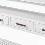 Console en MDF et pin avec 4 tiroirs et 2 étagères, noir/blanc/bleu marine, style classique