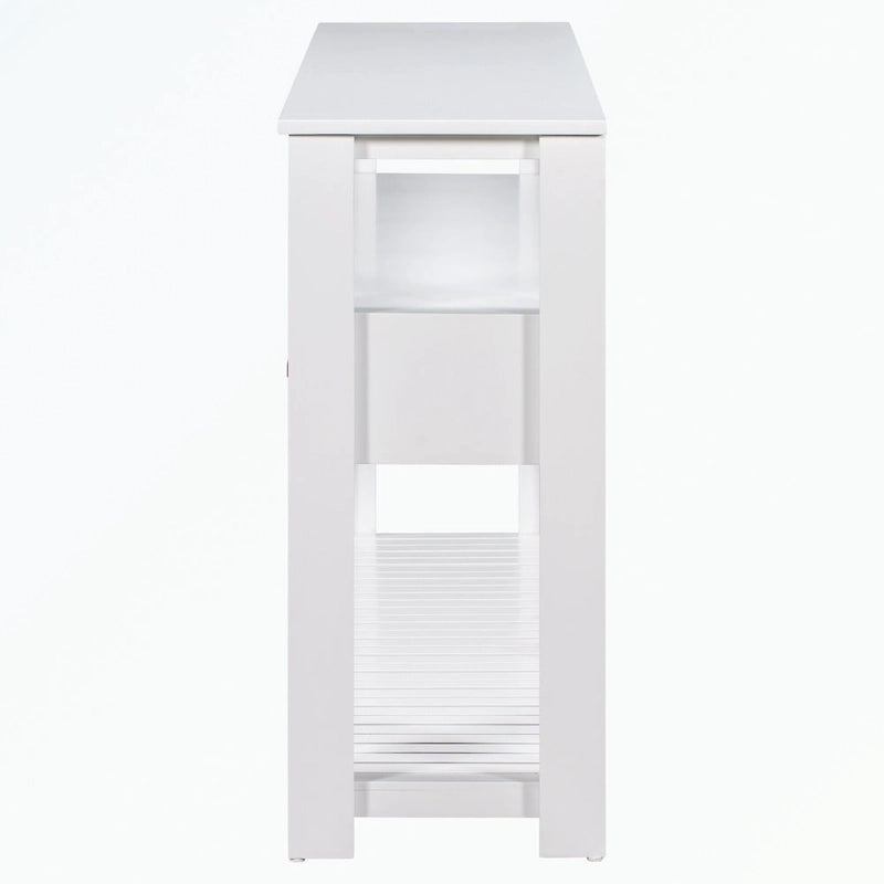 Console en MDF et pin avec 4 tiroirs et 2 étagères, noir/blanc/bleu marine, style classique