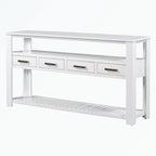 Console en MDF et pin avec 4 tiroirs et 2 étagères, noir/blanc/bleu marine, style classique