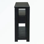 Console en MDF et pin avec 4 tiroirs et 2 étagères, noir/blanc/bleu marine, style classique