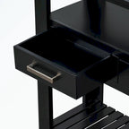 Console en MDF et pin avec 4 tiroirs et 2 étagères, noir/blanc/bleu marine, style classique