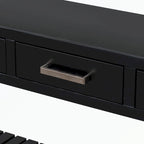 Console en MDF et pin avec 4 tiroirs et 2 étagères, noir/blanc/bleu marine, style classique