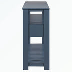 Console en MDF et pin avec 4 tiroirs et 2 étagères, noir/blanc/bleu marine, style classique