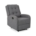 Fauteuil inclinable compact, capitonné et clouté, en tweed anthracite / beige / bleu marine, style traditionnel, 1 place