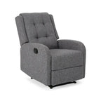 Fauteuil inclinable compact, capitonné et clouté, en tweed anthracite / beige / bleu marine, style traditionnel, 1 place