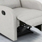 Fauteuil inclinable compact, capitonné et clouté, en tweed anthracite / beige / bleu marine, style traditionnel, 1 place