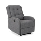 Fauteuil inclinable compact, capitonné et clouté, en tweed anthracite / beige / bleu marine, style traditionnel, 1 place