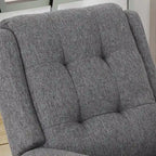 Fauteuil inclinable compact, capitonné et clouté, en tweed anthracite / beige / bleu marine, style traditionnel, 1 place