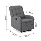 Fauteuil inclinable compact, capitonné et clouté, en tweed anthracite / beige / bleu marine, style traditionnel, 1 place