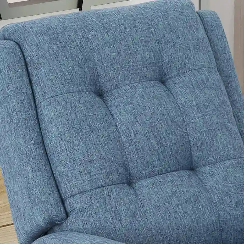 Fauteuil inclinable compact, capitonné et clouté, en tweed anthracite / beige / bleu marine, style traditionnel, 1 place