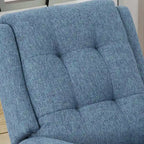 Fauteuil inclinable compact, capitonné et clouté, en tweed anthracite / beige / bleu marine, style traditionnel, 1 place