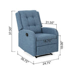 Fauteuil inclinable compact, capitonné et clouté, en tweed anthracite / beige / bleu marine, style traditionnel, 1 place