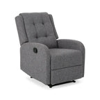 Fauteuil inclinable compact, capitonné et clouté, en tweed anthracite / beige / bleu marine, style traditionnel, 1 place