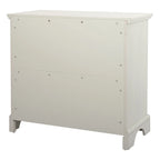 Commode à 3 tiroirs avec pieds à consoles et façades à panneaux, blanche, style ferme moderne