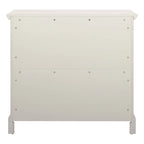 Commode à 3 tiroirs avec pieds à consoles et façades à panneaux, blanche, style ferme moderne