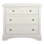 Commode à 3 tiroirs avec pieds à consoles et façades à panneaux, blanche, style ferme moderne
