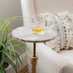 Table à boisson réglable en hauteur, Argent et Vert / Doré et Sable, Dessus en marbre, 1 personne