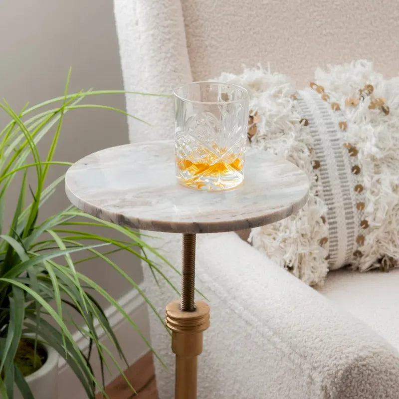Table à boisson réglable en hauteur, Argent et Vert / Doré et Sable, Dessus en marbre, 1 personne