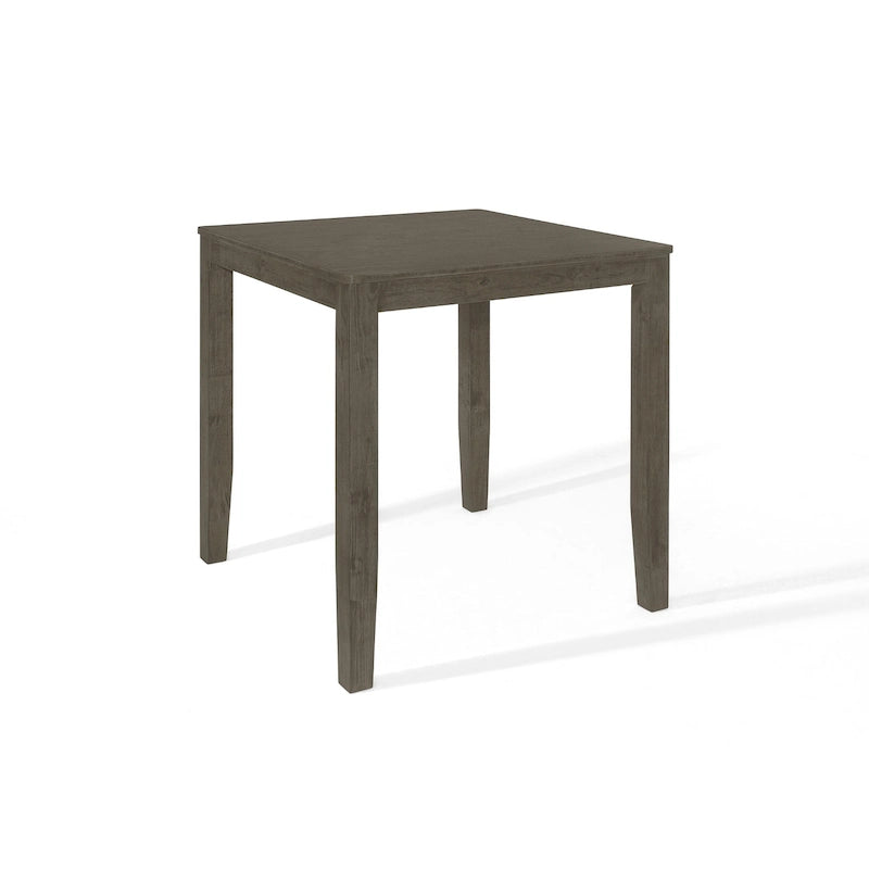 Table à manger carrée à hauteur de comptoir en bois d'hévéa massif, gris, style ferme moderne, 4 personnes