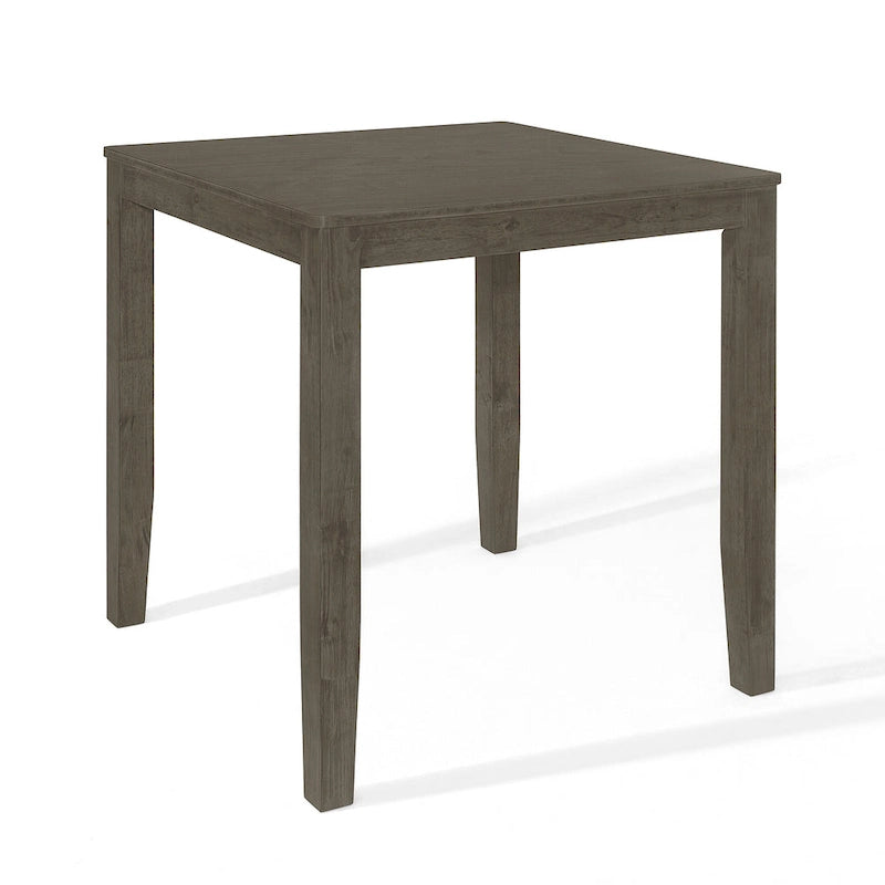 Table à manger carrée à hauteur de comptoir en bois d'hévéa massif, gris, style ferme moderne, 4 personnes