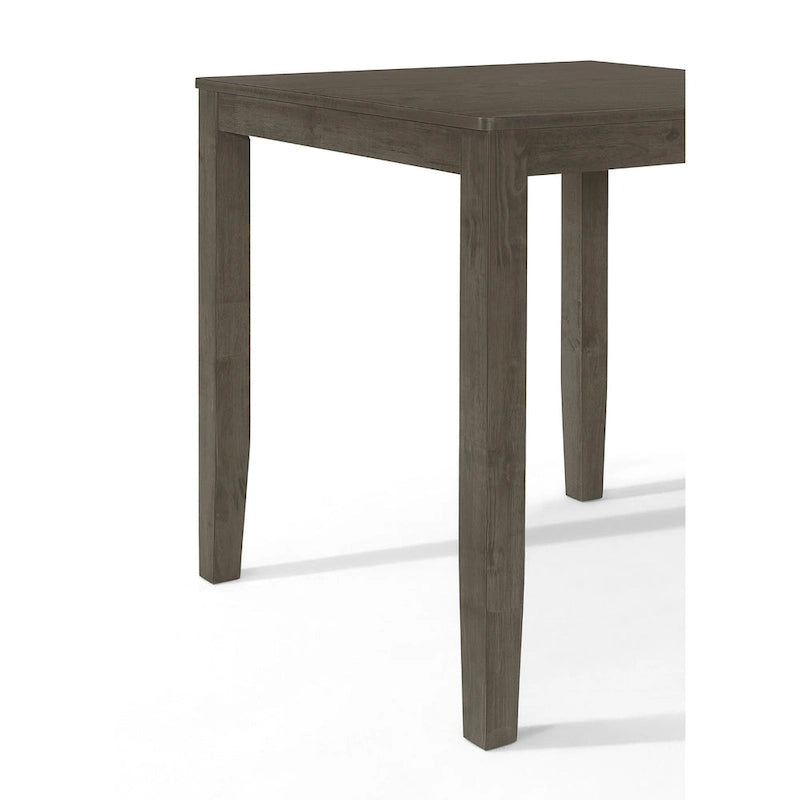 Table à manger carrée à hauteur de comptoir en bois d'hévéa massif, gris, style ferme moderne, 4 personnes