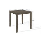 Table à manger carrée à hauteur de comptoir en bois d'hévéa massif, gris, style ferme moderne, 4 personnes