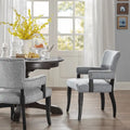 Chaise de salle à manger capitonnée avec accoudoirs, Gris, Clous décoratifs, 1 personne