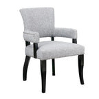 Chaise de salle à manger capitonnée avec accoudoirs, Gris, Clous décoratifs, 1 personne