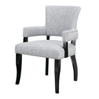 Chaise de salle à manger capitonnée avec accoudoirs, Gris, Clous décoratifs, 1 personne