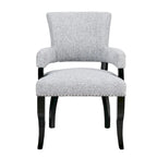 Chaise de salle à manger capitonnée avec accoudoirs, Gris, Clous décoratifs, 1 personne