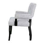 Chaise de salle à manger capitonnée avec accoudoirs, Gris, Clous décoratifs, 1 personne
