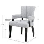 Chaise de salle à manger capitonnée avec accoudoirs, Gris, Clous décoratifs, 1 personne