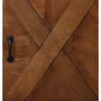Meuble TV d'angle en aulne noueux avec portes coulissantes façon grange, finition Aged Whiskey, style rustique fermier, convient aux téléviseurs jusqu'à 60 pouces
