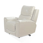Fauteuil inclinable électrique en cuir pleine fleur, Ivoire / Gris, Capitonnage, 1 place