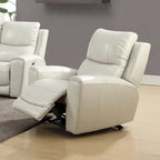 Fauteuil inclinable électrique en cuir pleine fleur, Ivoire / Gris, Capitonnage, 1 place