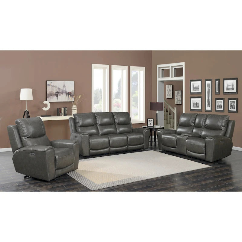 Fauteuil inclinable électrique en cuir pleine fleur, Ivoire / Gris, Capitonnage, 1 place
