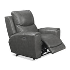 Fauteuil inclinable électrique en cuir pleine fleur, Ivoire / Gris, Capitonnage, 1 place