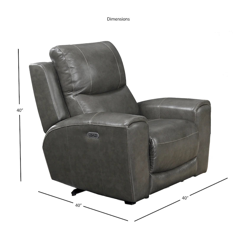 Fauteuil inclinable électrique en cuir pleine fleur, Ivoire / Gris, Capitonnage, 1 place