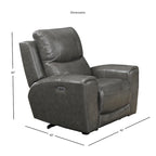Fauteuil inclinable électrique en cuir pleine fleur, Ivoire / Gris, Capitonnage, 1 place