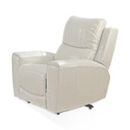 Fauteuil inclinable électrique en cuir pleine fleur, Ivoire / Gris, Capitonnage, 1 place