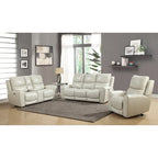 Fauteuil inclinable électrique en cuir pleine fleur, Ivoire / Gris, Capitonnage, 1 place