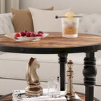Table d'appoint ronde à 3 niveaux avec cadre en métal, marron/noir, style industriel vintage
