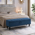 Banc de rangement capitonné, beige/bleu/gris, pour 1 personne, chambre ou salon