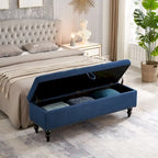 Banc de rangement capitonné, beige/bleu/gris, pour 1 personne, chambre ou salon