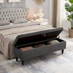 Banc de rangement capitonné, beige/bleu/gris, pour 1 personne, chambre ou salon