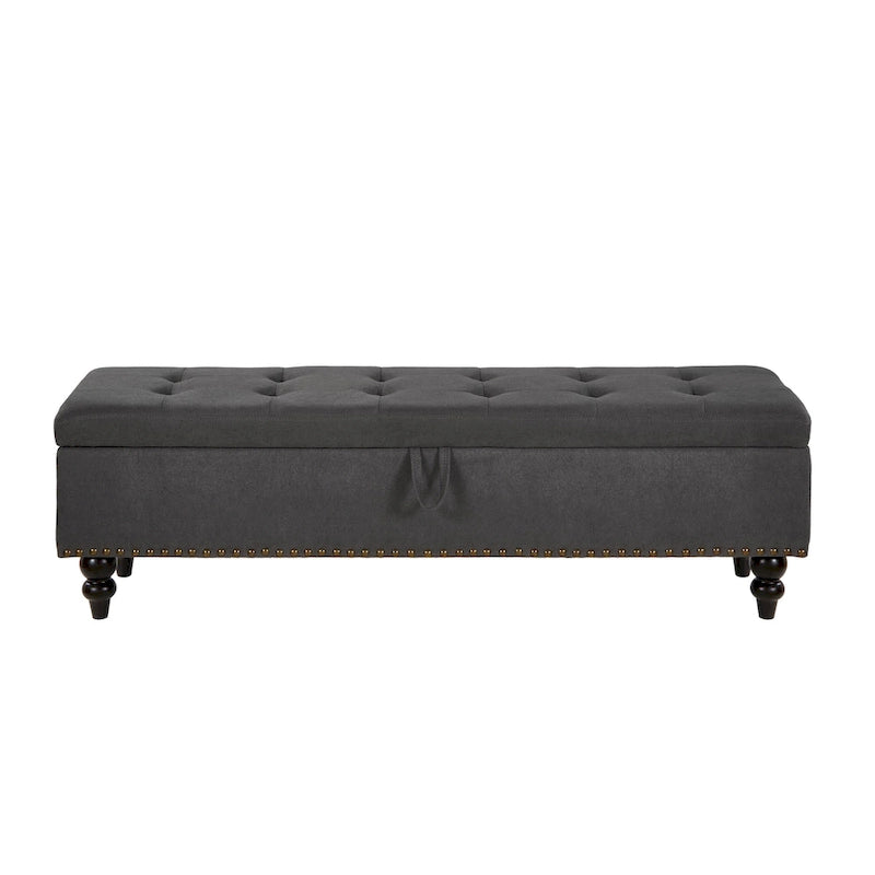 Banc de rangement capitonné, beige/bleu/gris, pour 1 personne, chambre ou salon